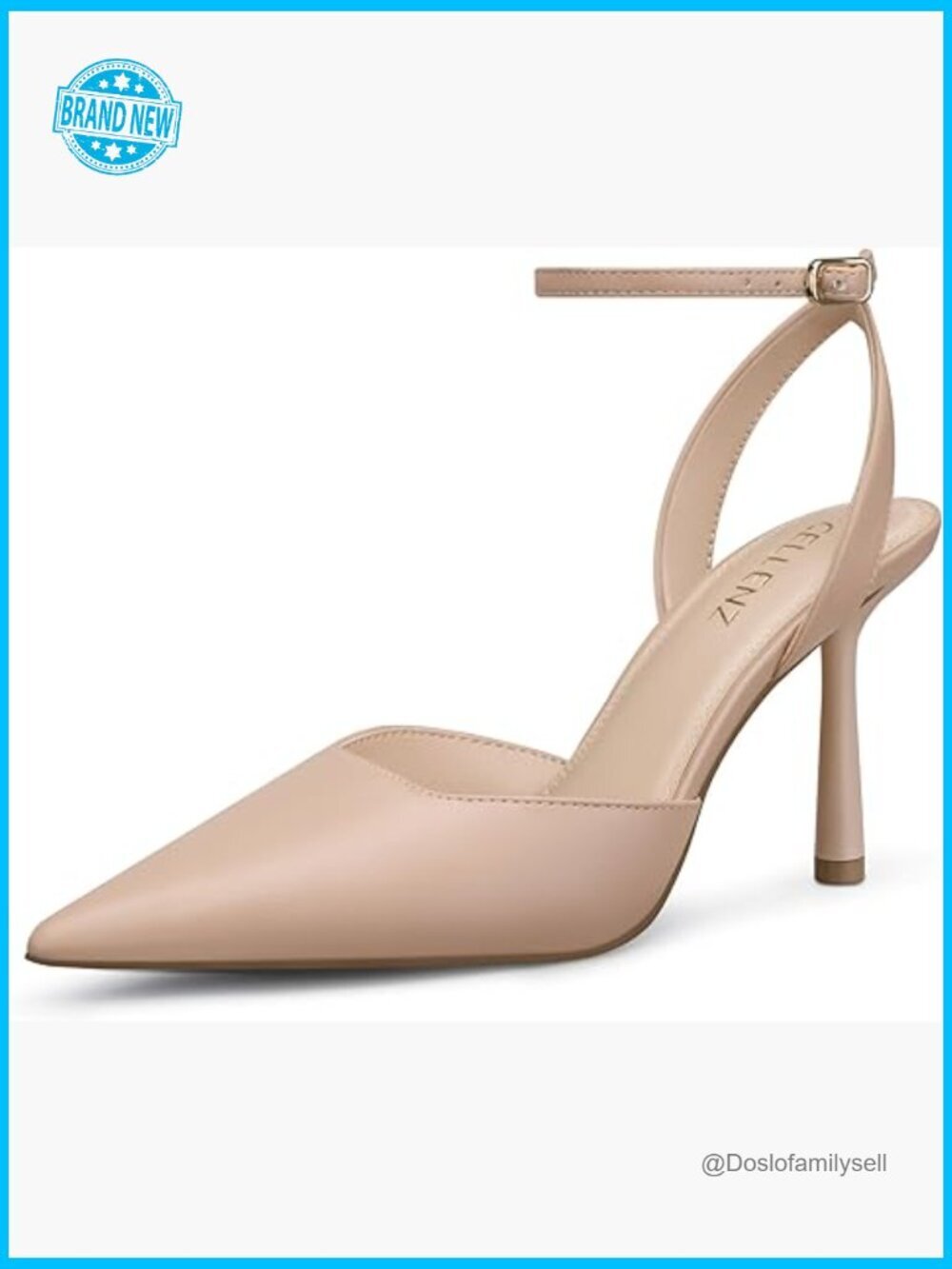 3.75" Stiletto Heel Pumps Pointed Toe High Heels Closed Toe Strappy Dress Shoes